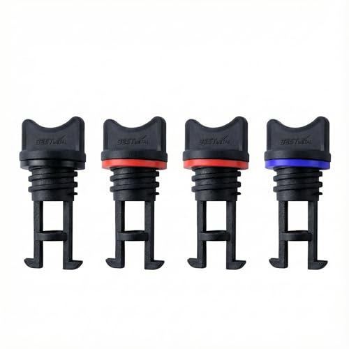 4pcs Boat Drain Plug Kit with Scupper Plugs for Kayak Canoe Dinghy - Waterproof Kayak Fishing Accessories in Black Red Blue Colors