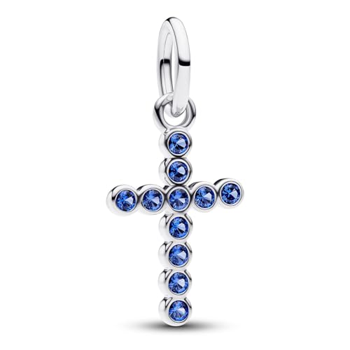 Collier Pendentif Croix Pierres Bleues Argent Sterling Prestige - 2