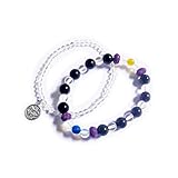 シルバー「滅」入り【鬼滅の刃・全集中・パワーストーンブレス】　蛇柱・伊黒小芭内・蛇の呼吸　【ネガティブなエネルギーから身を守り、力をチャージしてオーラを強め、魂を生き生きとさせるブレスレット】（オニキス(黒瑪瑙）・水晶・イエロージェイド（黄翡翠）・ブルーアゲート（青瑪瑙））（大人用・フリーサイズ）バリの僧侶による祈祷＆浄化済みの天然石パワーストーンブレスレット「RainbowSpirit」オリジナル商品（白）