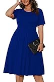 POSESHE Womens Plus Size Dress for Summer Beach Soft Sundresses, Stretchy Classy Dresses,Royal Blue,2XL