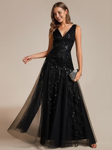 Ever-Pretty Women's Sexy Sleeveless V-Neck Evening Gowns Empire Waist Sequin Embroidery Formal Dress4
