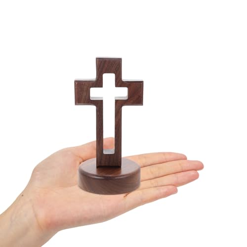 Cruz de madera de escritorio NIYANGLE adorno rústico artesanal para decoración