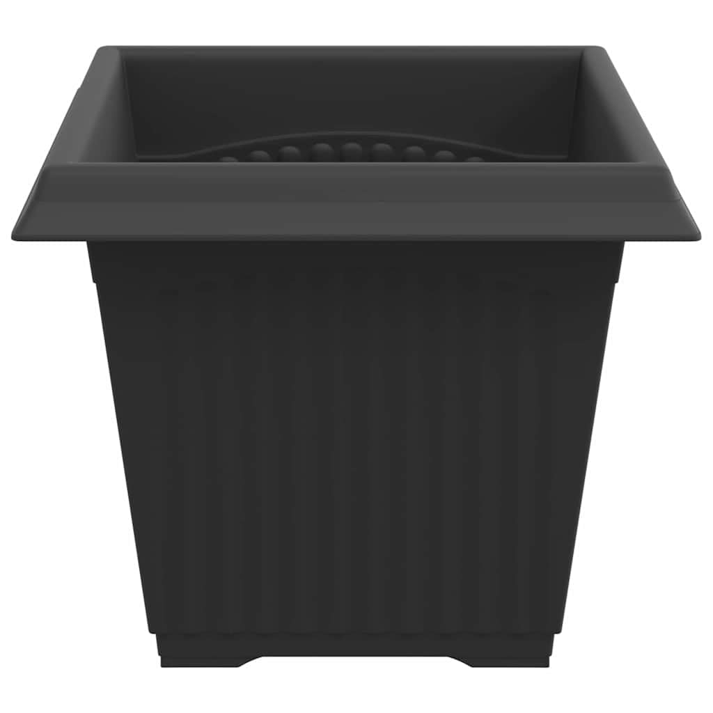 Kwadratowa doniczka na kwiaty 6 sztuk Czarny 20 x 20 x 16 cm plastikowa donica z otworami drenażowymi do wnętrz i na zewnątrz nowoczesny design z zawijaną krawędzią zestaw 6 doniczek