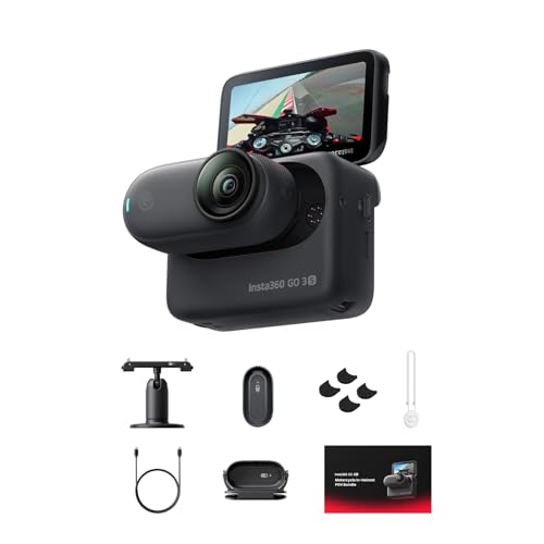Insta360 GO 3S Motorcycle In-Helmet POV Bundle Special Edition - 4K Tiny Portable Vlogging Camera, Hands-Free POV Cam, Stabilization, 140 Min Battery Life, 10m Waterproof, Action cam for Moto, Sport