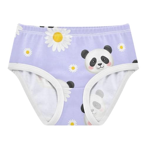 Cute Panda White Daisies Purple Girl Panties Cute Toddler Girls Underwear Cotton Personalized Underpants Briefs 2t