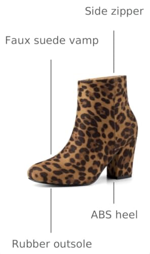 Allegra K Allegra K Women's Christmas Side Zip Chunky Heel Leopard Ankle Boots - 10 M US