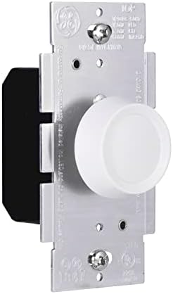 GE Single Pole Rotating Dimmer Switch, Rotate On/Off, Use with Dimmable LED, CFL, and Incandescent Bulbs, Includes Two Knob Colors, UL Listed, White/Light Almond, 18021