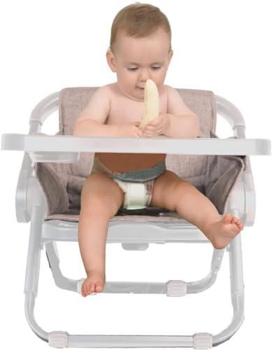 ONNA - Trona Portátil para Bebé Vesta - Alzador Silla para Niños - Trona de Viaje Plegable con Bandeja Desmontable - De 6 meses a 3 años - Color Beige