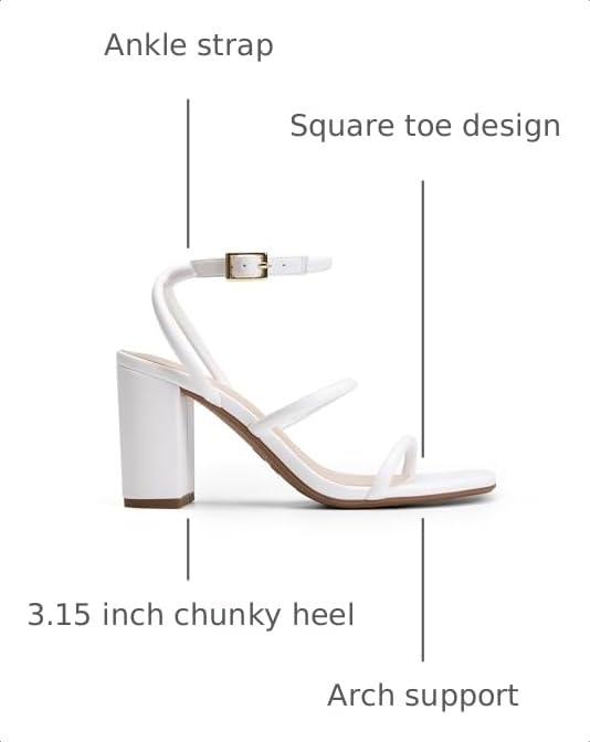 Image of DREAM PAIRS Women Heels Chunky Square Open Toe Strappy Ankle Strap Block High Heeled Sandals for Dressy Wedding Comfortable Shoes
