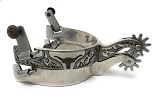 AJ Tack Men's Longhorn Floral Show Spurs, 10-Pt Stainless
