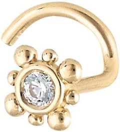 2mm Burst Genuine Diamond 18 Gauge 14kt Gold Nose Ring