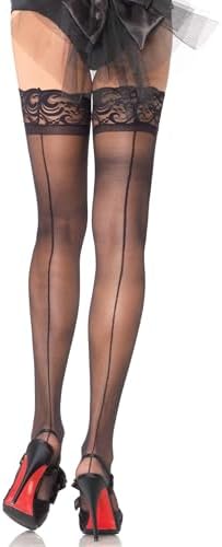 Leg Avenue Women's OS Corset Lace Top Cuban Heel Backseam Stockings
