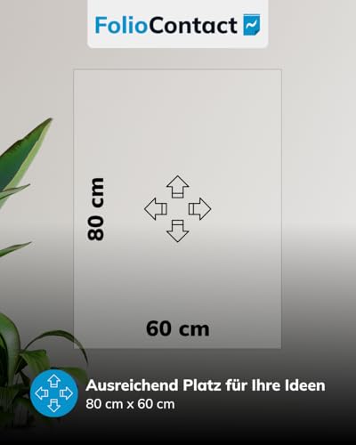 FolioContact Clearboard Folie transparent – statisch haftende Schreibfolie, wiederbeschreibbar & trocken abwischbar – ohne Kleber – 25 Blatt 60 × 80 cm inkl. Boardmarker für Glas, Wand & Büro