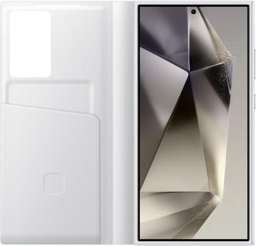 Image of Ultra-Hybrid for Samsung Galaxy S24 Ultra S-View Wallet Case - Protective Leather Cover with Smart Screen Display, Tap Control, Slim Design, and Built-in Card Holder Pocket Case (White)