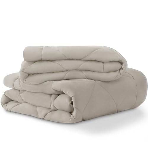 Wavve Piumino Letto Matrimoniale 4 Stagioni 240X260 Cm, Set Piumino Estivo 150Gsm 260X240 + Piumino Primaverile/Autunnale 300Gsm 240 X 260 = Piumone Matrimoniale Invernale Caldissimo 450Gsm, Beige - 6