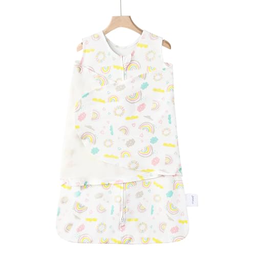 Image of Ftikvo Swaddle-Blanket Baby Girl & Boy Swaddles Newborn Infant Transition 100% Cotton Wrap Blankets, 3-Way Adjustable Wearable Blanket, TOG 1.0 (Rainbow, 3-6 Month)