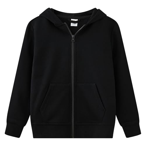 UMELOK Kids Full Zip-Up Hoodie Solid Sweatshirt for Boys and Girls