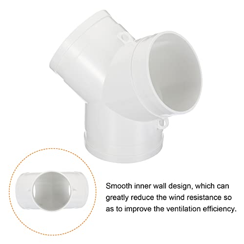 PATIKIL 4 Inch 3 Way Duct Splitter, Y Connector Air Vent Duct Hose Exhaust Pipe Adapter for Dryer Exhaust Fan Vent Systems HVAC White - Image 4