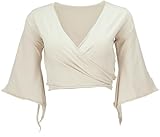 GURU SHOP Elfen Top aus Bio-Baumwolle, Top Goa-chic, Yoga Wickeltop - Sand, Damen, Size:M