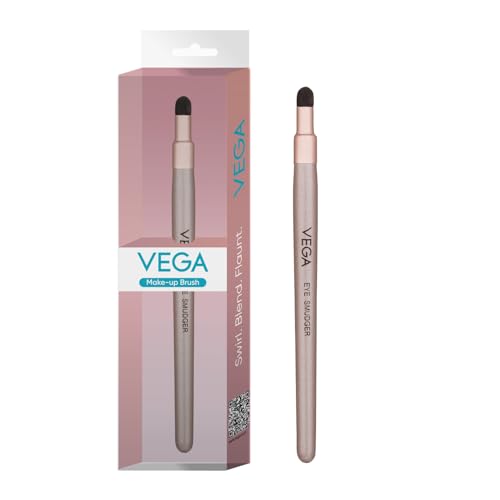 Image of VEGA Eye Smudger Brush with Soft Sponge for Smoky Eye, Blending Eyeshadow Brush, Rose Gold, Wood Handle, Sponge Bristles, 119mm, 4g
