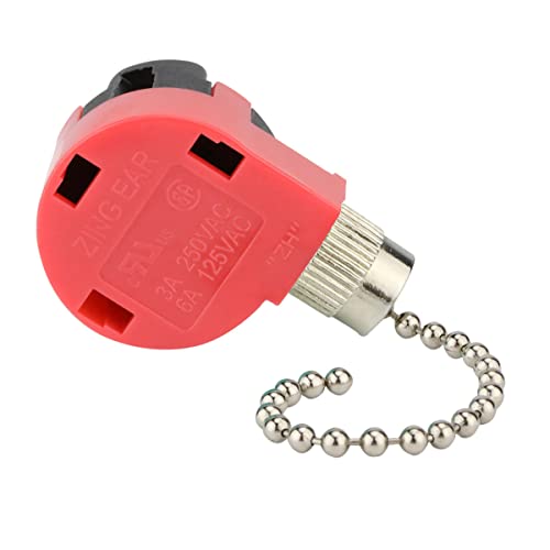 Image of ZE 268S1 Ceiling Fan Switch Zing Ear 268S1 3 Speed 4 Wire Pull Chain Switch For Hunter Ceiling Fan,3 Speed Control Switch Ceiling Fans, Wall Lamps, Cabinet Light, Nickel
