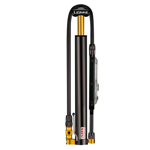 LEZYNE Micro Floor Drive Digital HVG High Volume Bicycle Pump w/Digital Gauge - CNC Aluminum Bike Pump with Foot Peg, Presta/Schrader ABS Flip Chuck, Frame Mount - Gloss Black