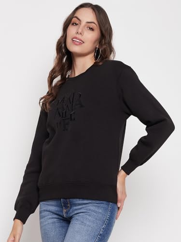 Image of Madame Women Solid Black Sweatshirt
