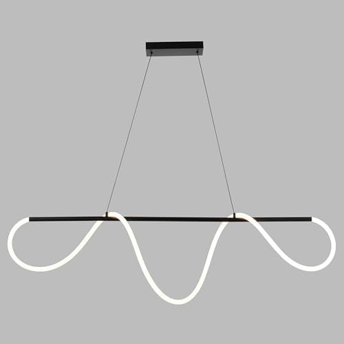 VAXCEL Bowman 1L LED Matte Black Contemporary Linear Chandelier Island Pendant Light Fixture