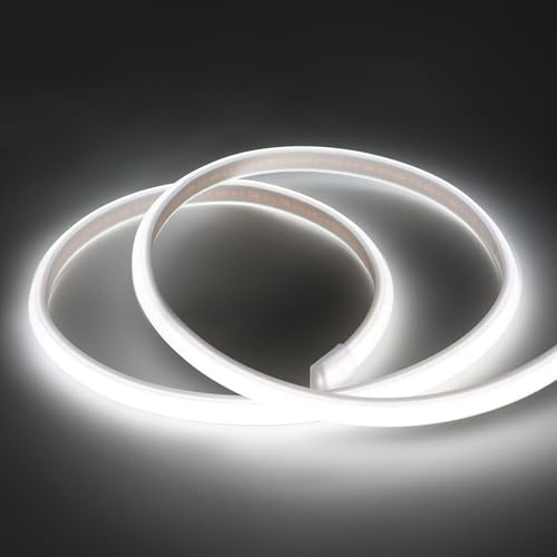 pcning Eclairage LED COB Ruban 220V 1M 2M 3M 5M 10M Blanc Chaud Blanc Froid 3000K 4000K 6000K IP67 Waterproof Strip Light (Blanc Froid, 1M)