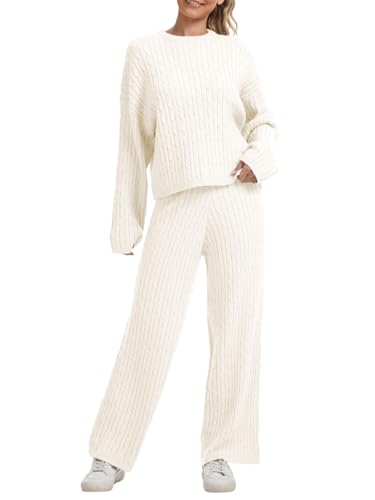 AnotherChill Women's Cable Knit Sweater Lounge Set – Long Sleeve