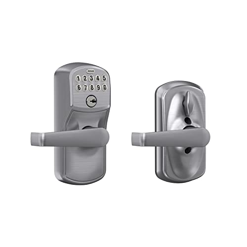 Schlage FE595 PLY 626 ELA Plymouth Keypad Entry with Flex-Lock and Elan Style Levers, Brushed Chrome