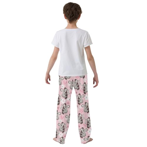 Lovely Koala Flowers Boys Long Pants Soft Trousers Elastic Waist Kids Lounge Bottoms with Pockets S-XL3