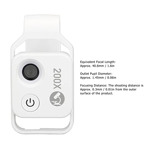 Image of Phone Microscope Lens,200X Mini Microscope Clip Design,Portable Microscope with LED Light CPL for Jadestone Metal (White)
