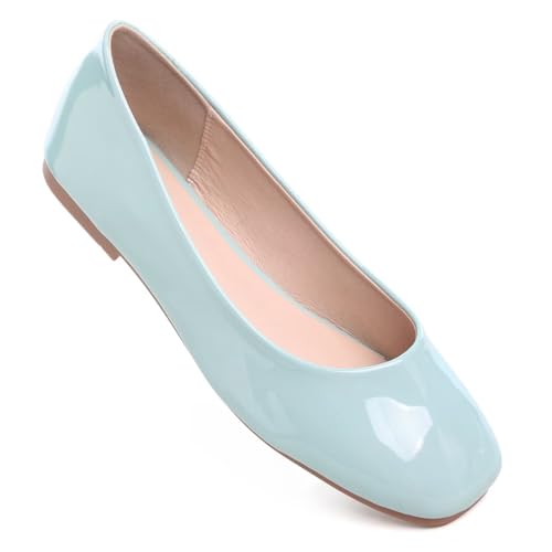 Image of ChaiRong Zhou Women Square Toe Ballets Flats Comfort Slip On Walking Shoes for Driving