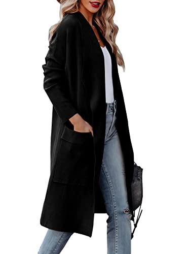 kinstell Women's Casual Long Sleeve Open Front Knit Draped Long Cardigan Jackets Sweater Coat with Pockets3