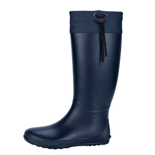 Asgard Women's Packable Tall Rain Boots Ultra Lightweight Garden Boots - NOT for Wide Calf, Navy 38 (size 7.5-8)