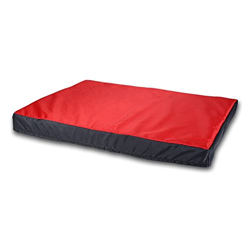 Image of Polyester Pet Bed with Chew Proof and Water Repellent Ripstop Fabric (Pack of 1, Red, Size: M, 35X27X3 Inches)