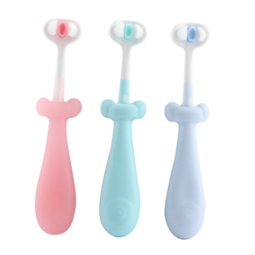 TOYZFRIENDY 3piezas Cepillo De Dientes Cerdas Suaves Manilla Antideslizante y Diseño Decorativo Para Limpieza Manual De Pequeños Colores Rojo Azul y Verde