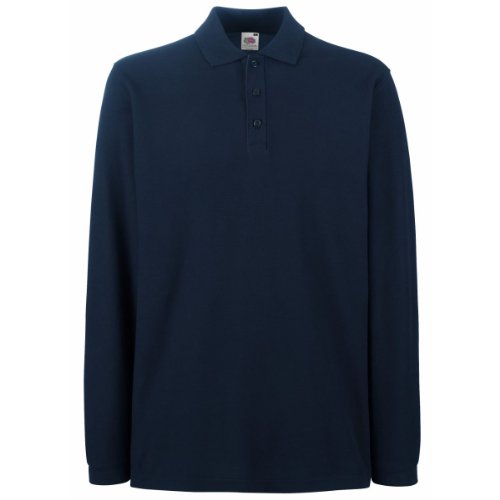 Polo manches longues Fruit of the Loom grand confort bleu marine 3XL