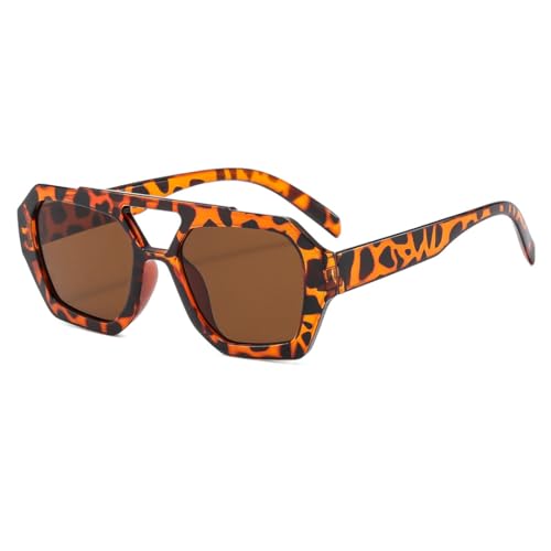 Lunettes de soleil rétro anti-éblouissement à grande monture léopard