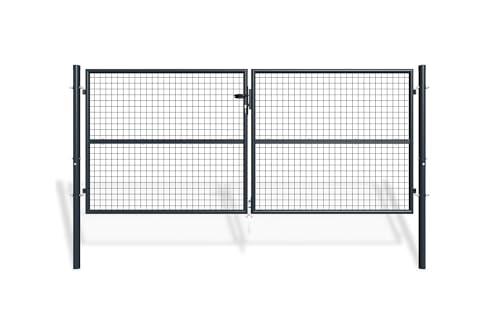 Casanoov Portail Grillage OLGA 3x1,3 m Gris Anthracite – Portail Battant 2 Vantaux avec Poteaux Inclus – Acier Galvanisé – Résistant Intempéries...