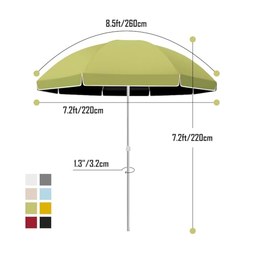 Parasol de table de 2,6 m blanc réglable et étanche