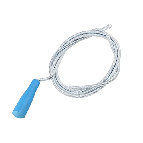 Limpiador de tuberías para inodoro y fregadero, alambre flexible con mango de plástico azul, 9.8 pies (3 m) miniatura 1