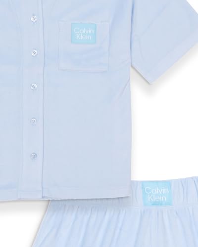 Calvin Klein girls Short Sleeve Button-down Shirt and Shorts Pajama Set2