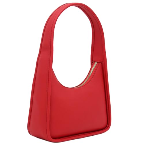 Image of Small Minimalist Shoulder Bag for Women, Faux Leather Underarm Purse, Chic Top Handle Handbag for Everyday