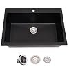 33 inch Black Quartz Single Bowl Kitchen Sink Dual Mount Kitchen Sink Granite Composite Matte Black Kitchen Sink 33 x 22 x 9 inch Deep Workstation Sink for Kitchen with Drain