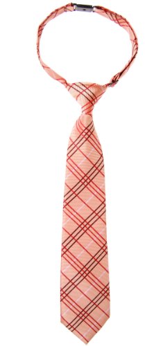 (リトリーズ) RETREEZ タータンチェック風 織物 マイクロファイバー 作り結び式男児用ネクタイ - オレンジ - 4-7歳
