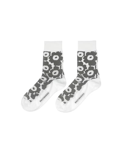 MARIMEKKO Kirmalla Unikko Cotton Socks for Women and Men (Grey) – Floral Socks to Include in your Wardrobe Essentials (One Pair) - Main Image