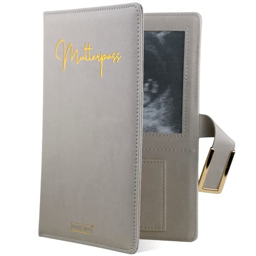 MAHEWA® U-Heft-Hülle Mutterpass-Hülle aus Leder-Imitat | Mutterpass-Organizer Mutterpass-Tasche Schutzhülle Grau Mutterpass Cover