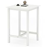 Orweiin 27.5 inch Bar Table, Solid Wood Counter Height Table, Square High Top Table for Dining Room, Living Room, White